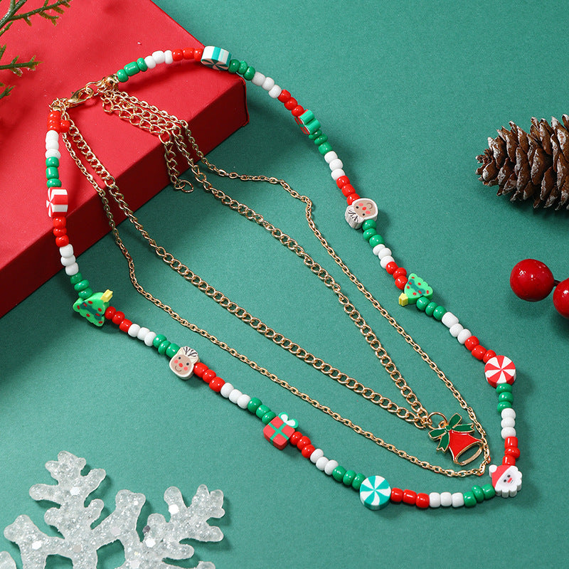 Wholesale Christmas Creative Colorful Bell Necklace