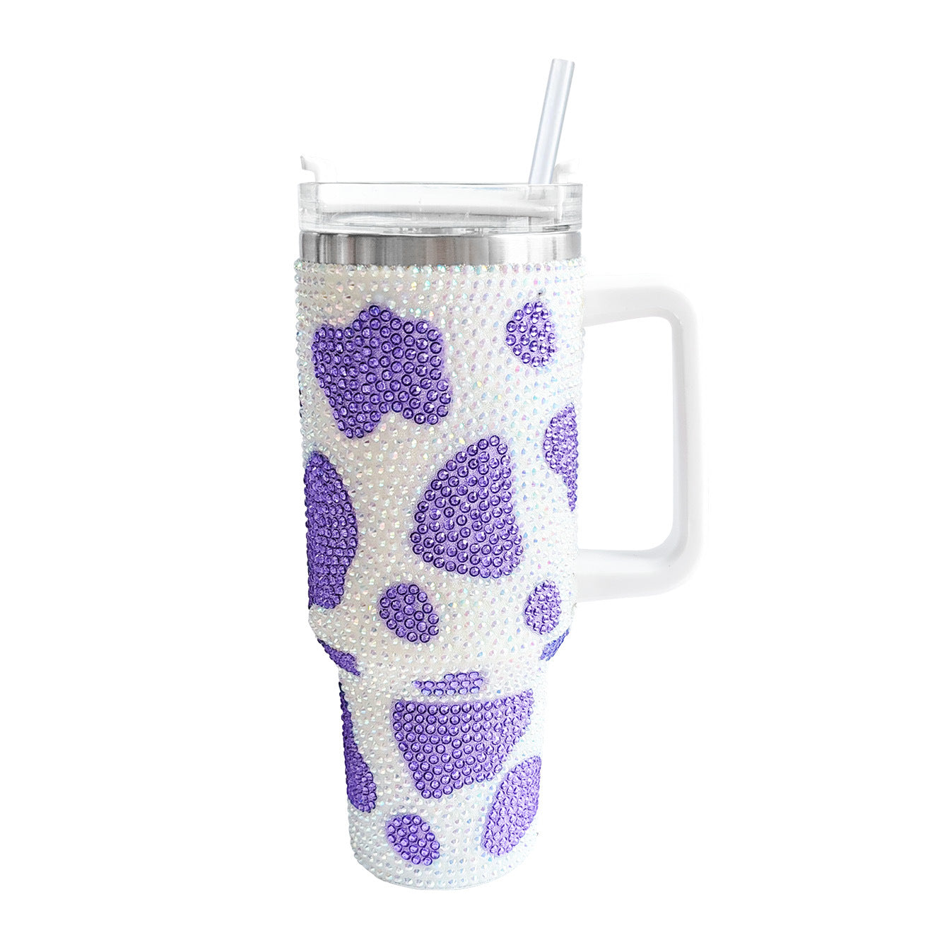 Wholesale Tumbler Ice Bullies Cup  40oz Cow Pattern Diamond-encrusted Portable Thermos Tumbler Cup