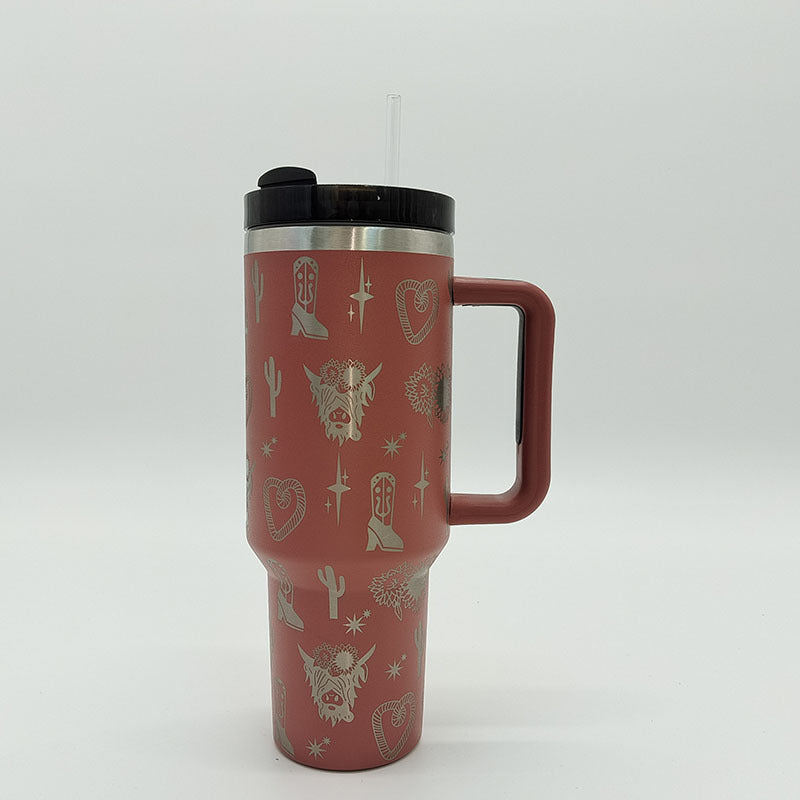 Wholesale Tumbler Ice Bullies Cup  Western Style Laser West Highland Cow Thermos Cup Straw Cup 40OZ Car Cup Ice Cup