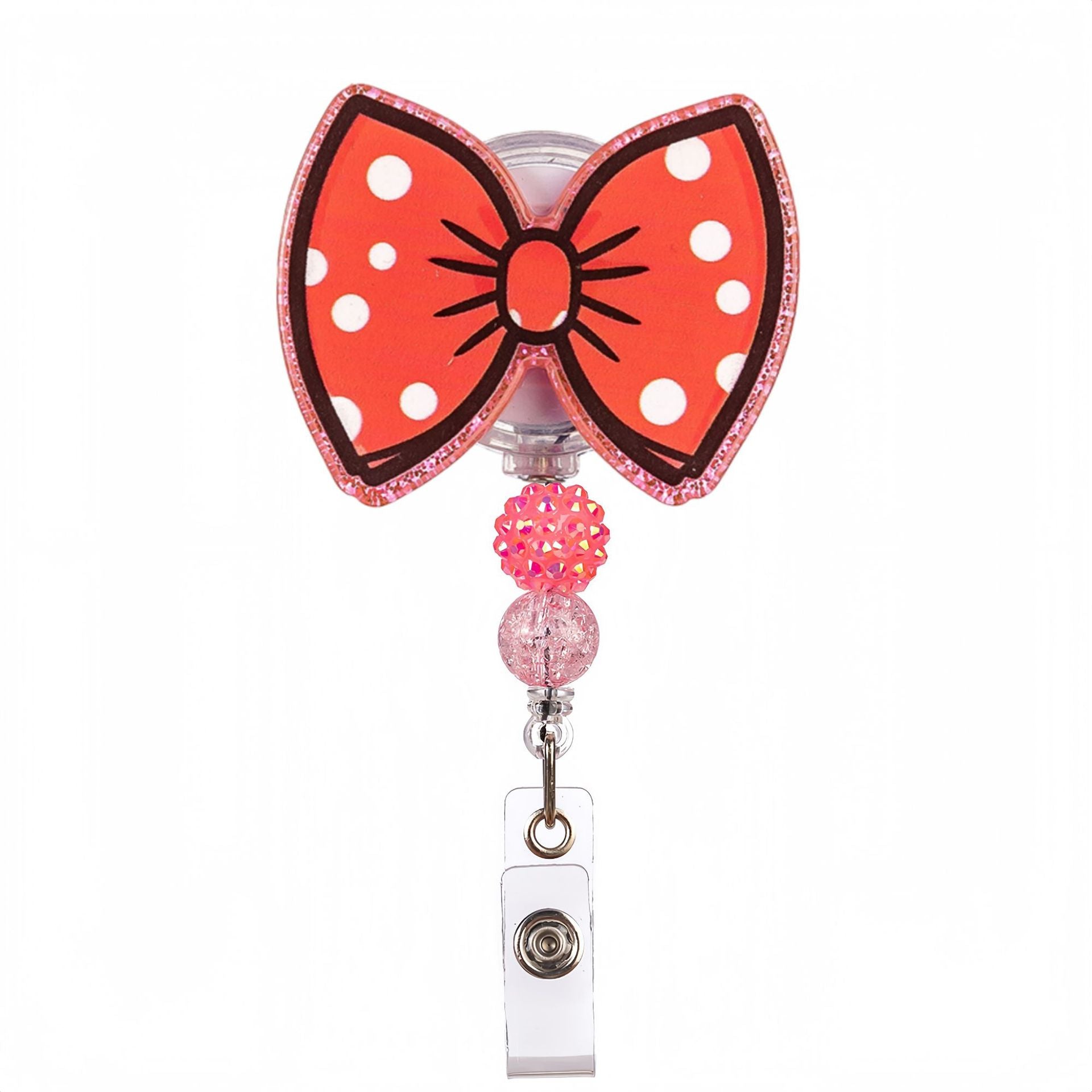 Wholesale acrylic glitter medical DIY beaded diamond ball bow Keychain