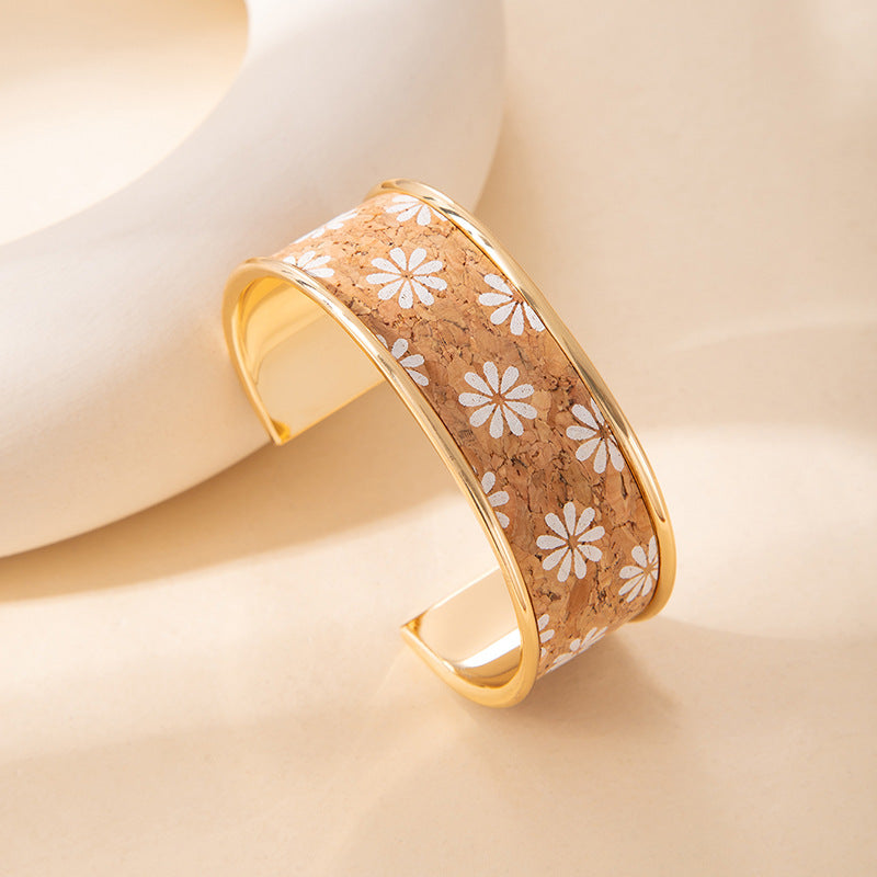 Wholesale Graffiti Cartoon flower Wide Edge Open Bracelet