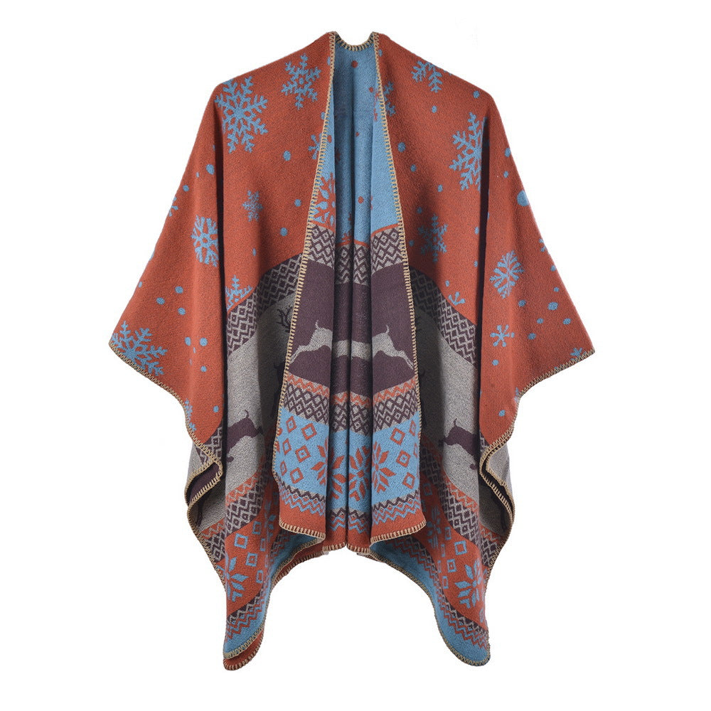 Wholesale Thickened and Warm Double-sided Knitted Imitation Cashmere Split Scarf Shawl