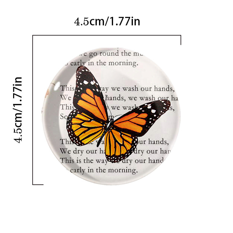 Wholesale Butterfly Series Round Crystal Glass Fridge Magnet Set