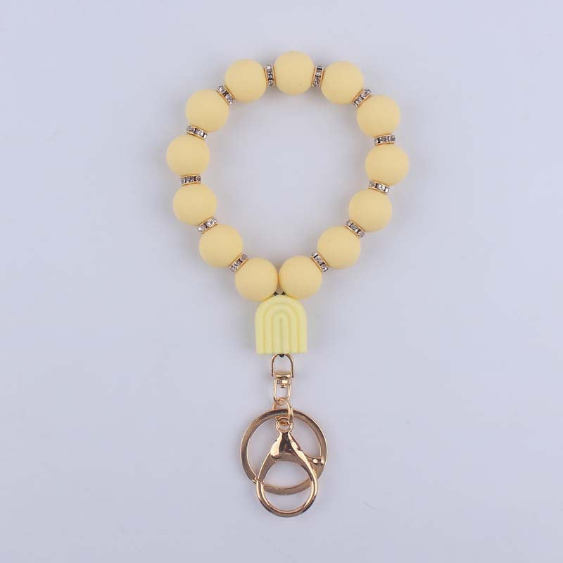 Wholesale Cartoon Creative DIY Bright Silicone Beaded Keychain