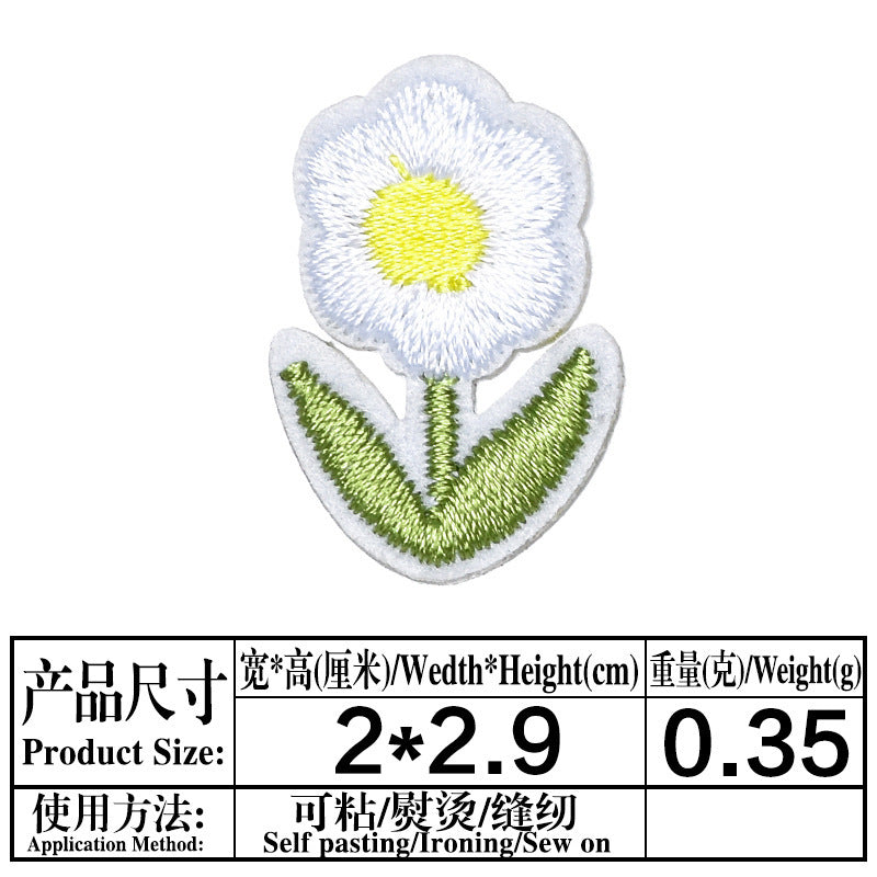 Wholesale 18Pcs Cloth Embroidered Patches Pink Flower Sew On Stickers For Clothing Fashion Accessory
