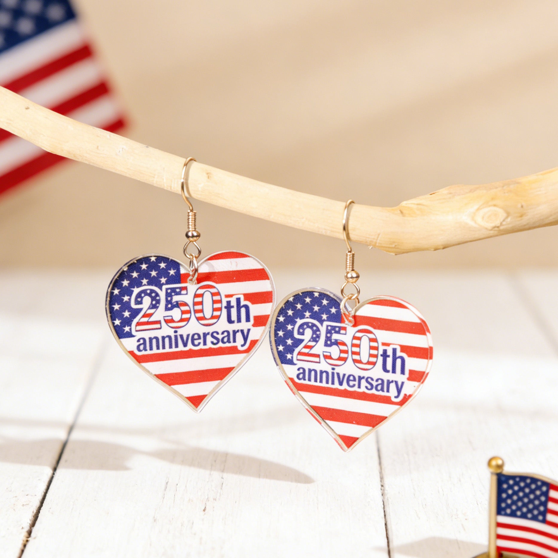 Wholesale Independence Day Anniversary Love Star Spangled Banner Acrylic Earrings
