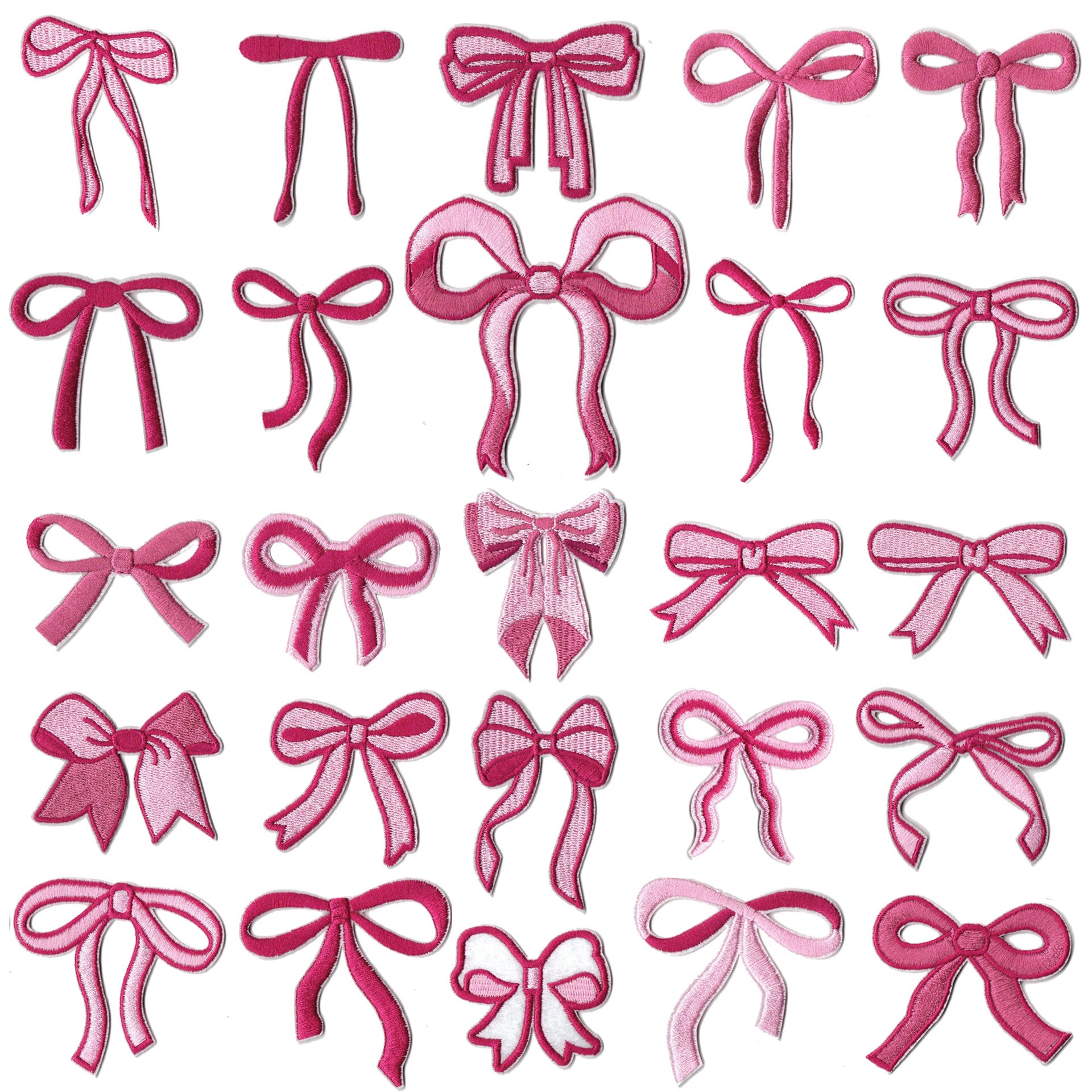 Wholesale Pink Bow Embroidered Ribbon Hair Clips 25 Piece Set Polyester Cotton Party Hair Accessory Boutique Resale