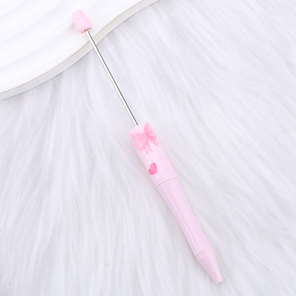 Wholesale New DIY pink bow print beaded pen girly pink