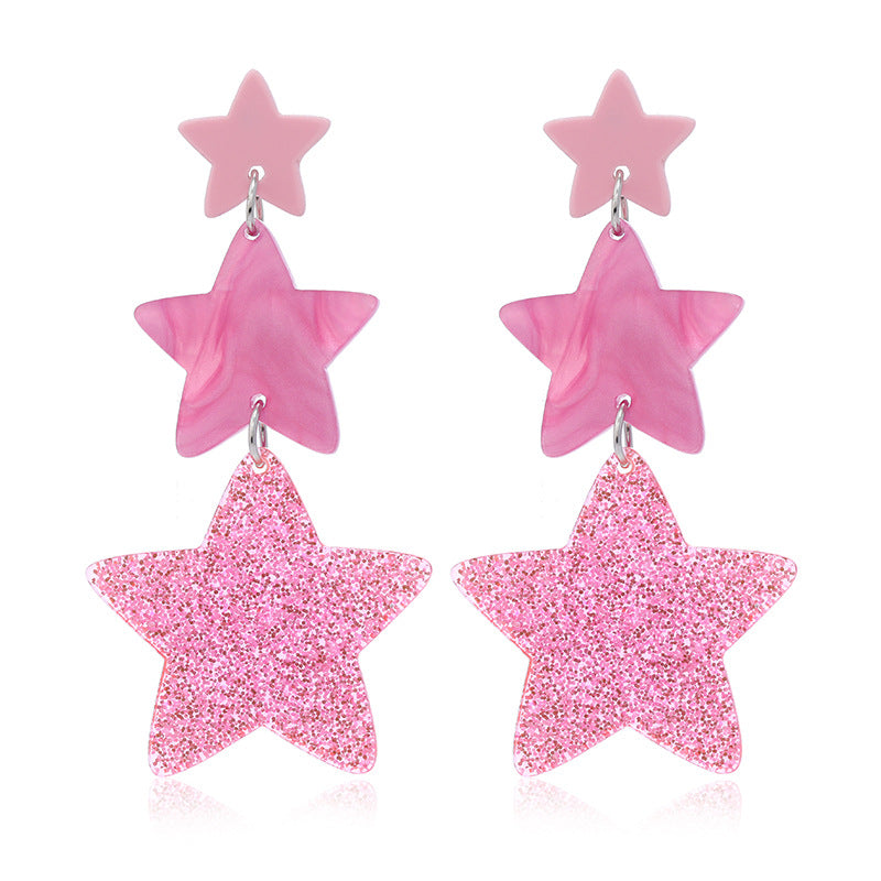 Wholesale Y2K Five Pointed Star Acrylic Earrings