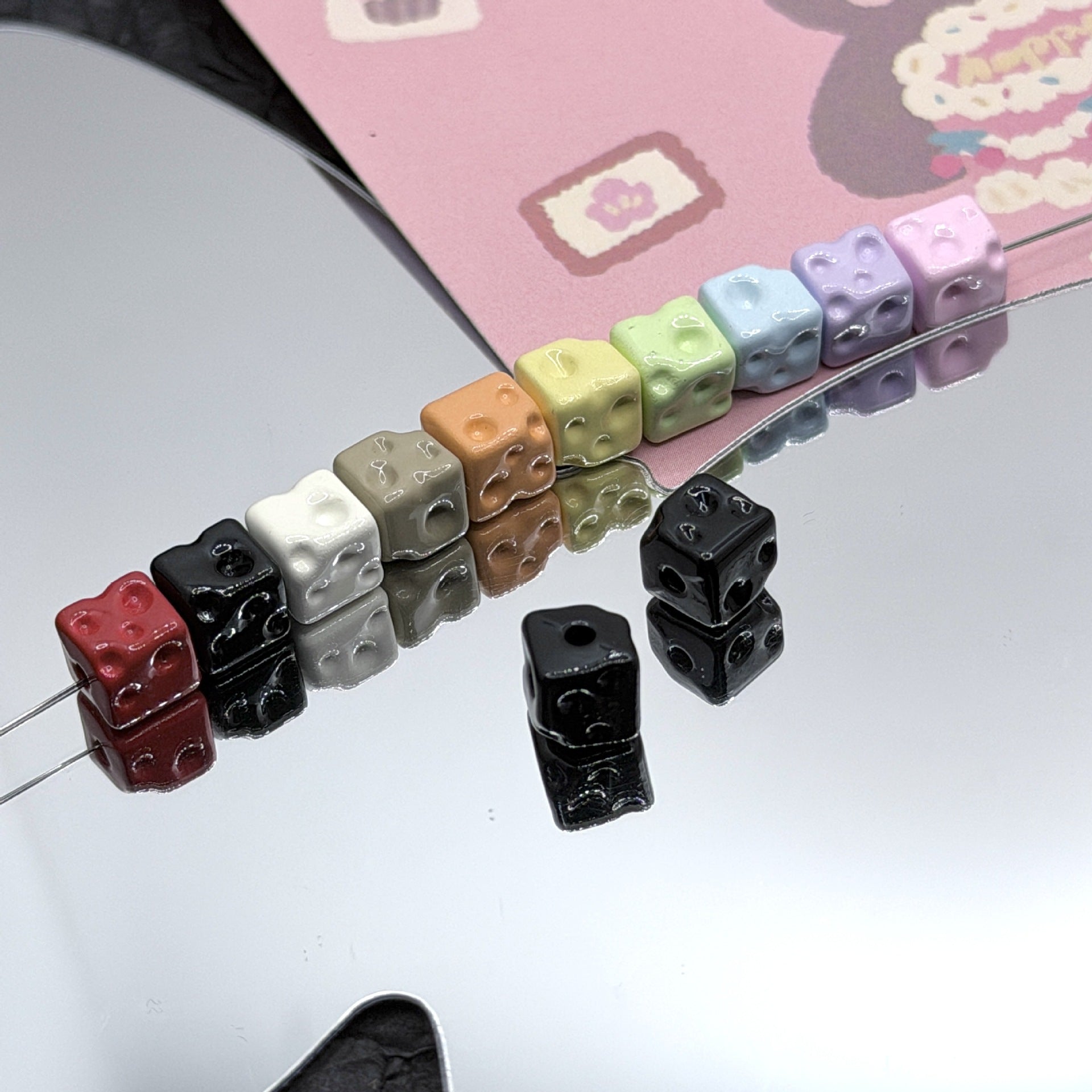 Wholesale 10pcs Alloy Cheese Block Square Colorful Alloy Beads Accessories DIY Accessories