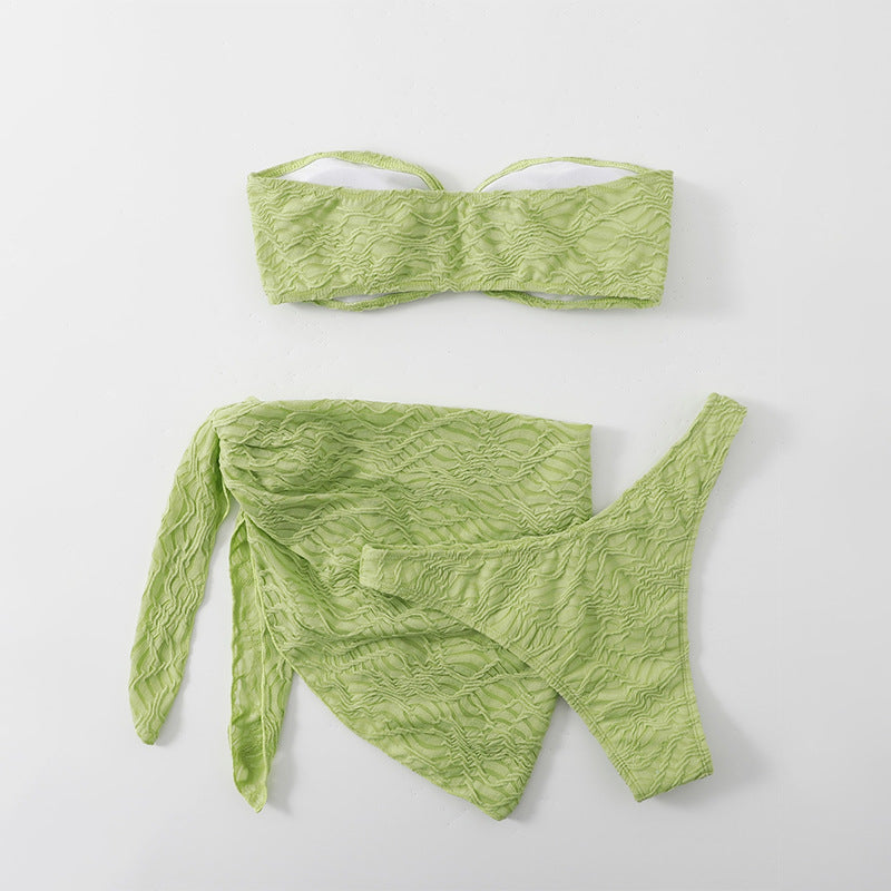 Wholesale Tube Top Three Piece Sexy Strappy Swimsuit