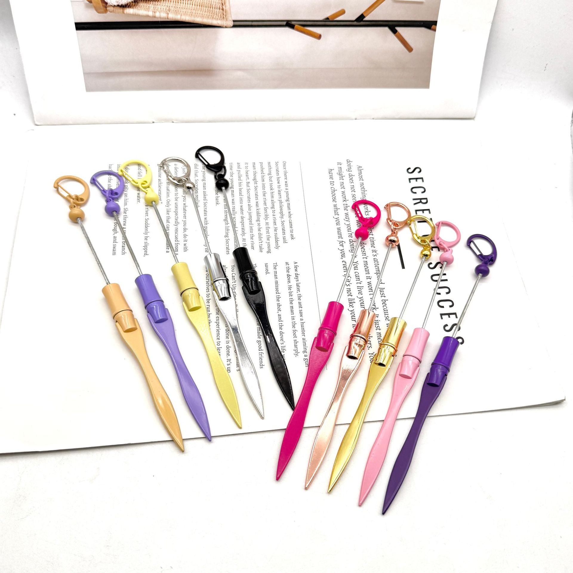 Wholesale Letter Opener DIY Beadable Letter Opener Multifunctional Metal Paper Cutter Keychain Head