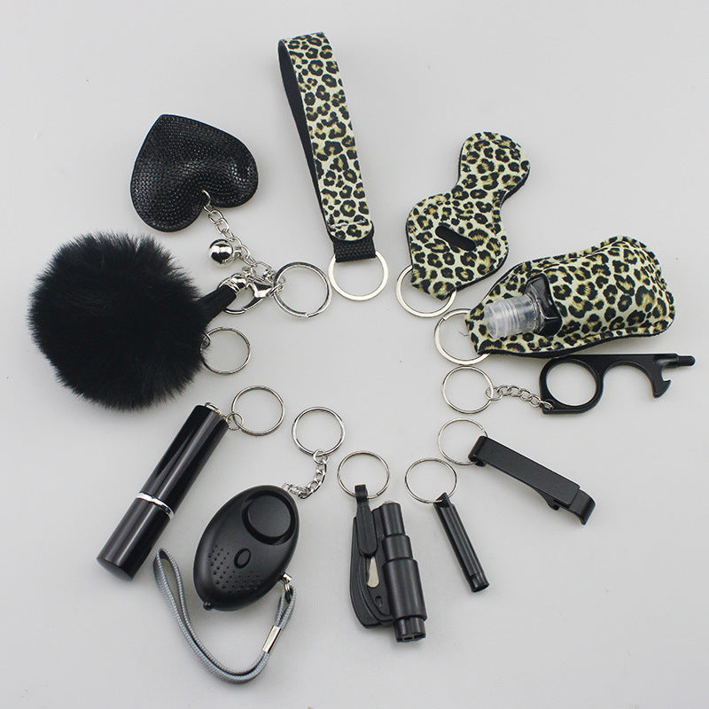 Wholesale Rhinestone Love Lipstick Set Bottle Opener Hair Ball Whistle Keychain Set
