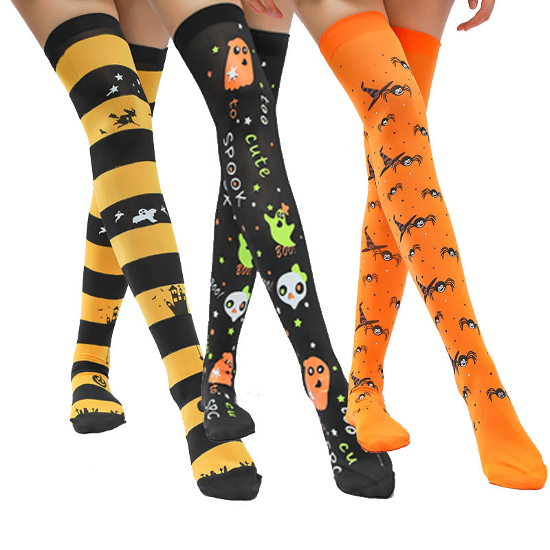 Wholesale Halloween Black Silk Screen Ghost Letter Pattern Socks