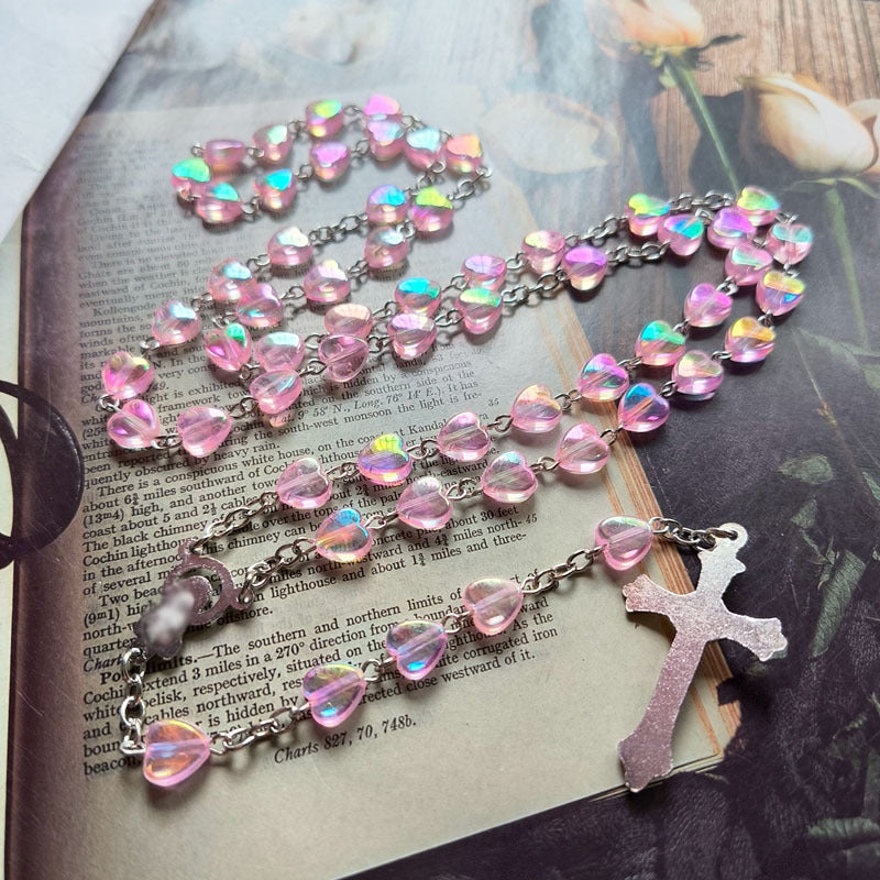 Wholesale cross pink love necklace beauty personality accessories