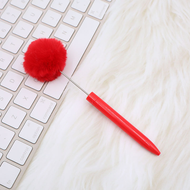 Wholesale New Style Fluffy Ball Beaded Pen Creative DIY Handmade Plastic Fluffy Ball Beaded Ballpoint Pen High Color Value Fluffy Pen Can be Wraped