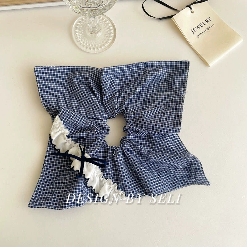 Wholesale Fabric Square  With Openwork Lace Hair  Scrunchie