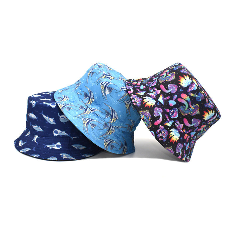 Wholesale Undersea Animal Mushroom Printed Sun Visor Fisherman Hat