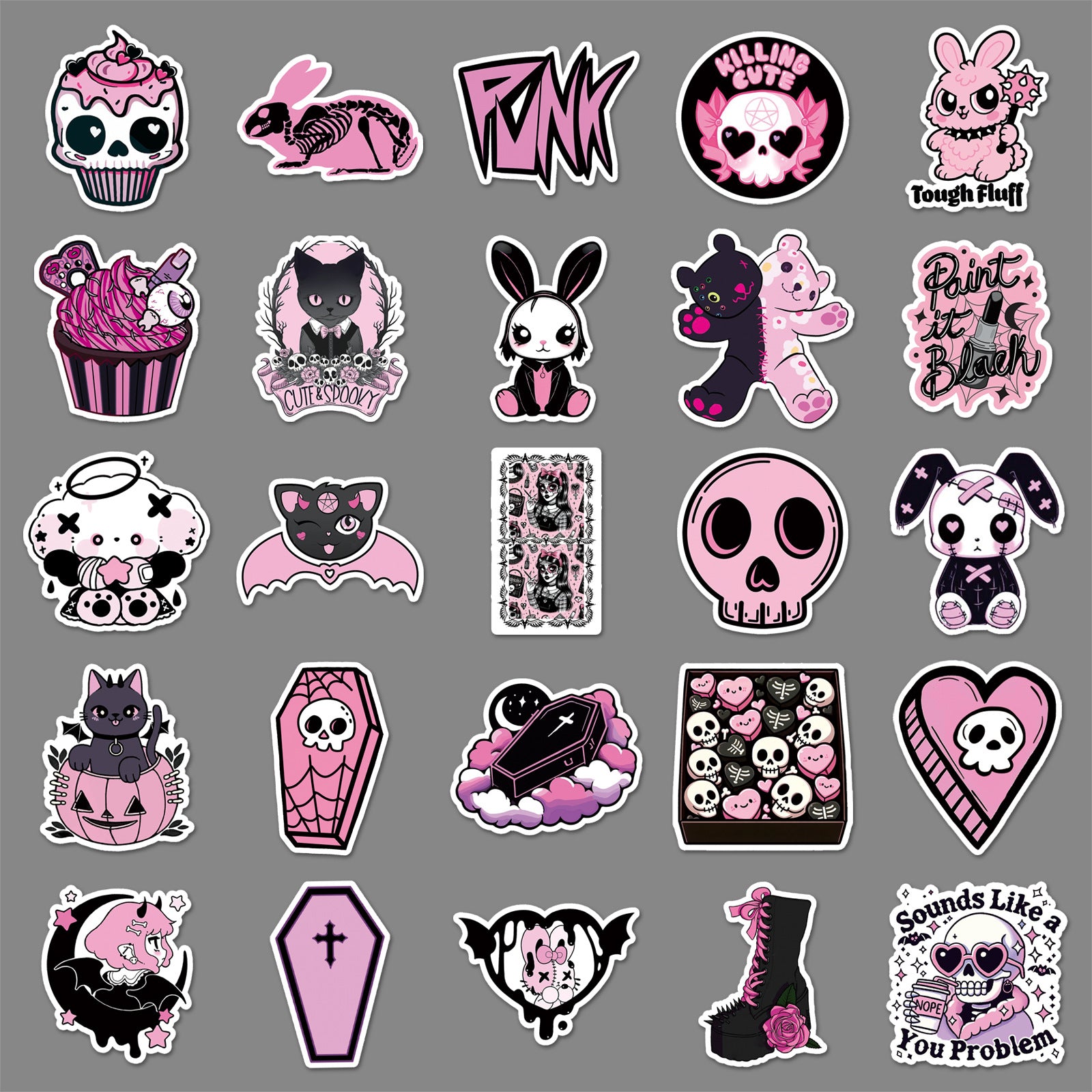 Wholesale 50pcs Gothic Graffiti Stickers Dark Skull Stickers