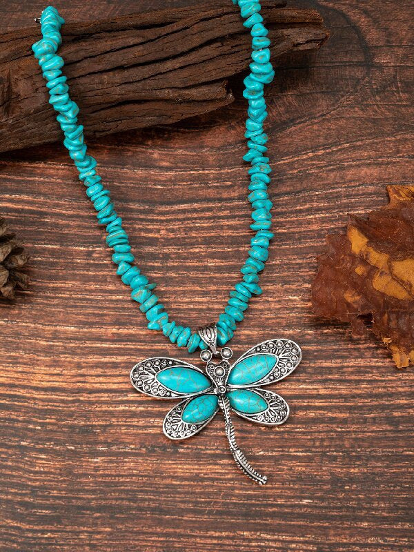 Wholesale Western Turquoise Dragonfly Necklace