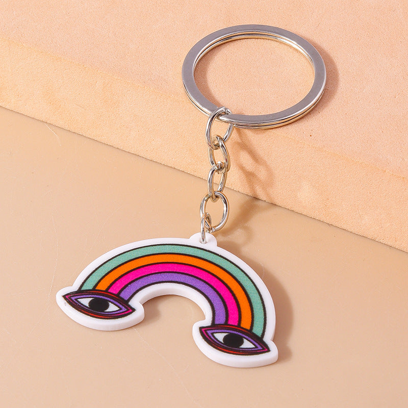 Wholesale Butterfly Rainbow Eyes Cartoon Colorful Acrylic Keychain