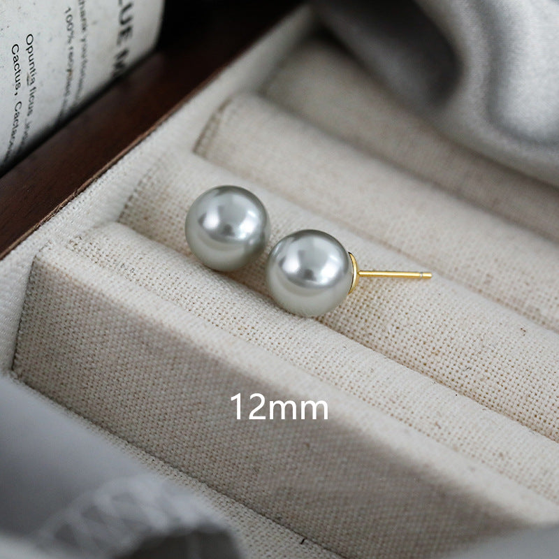 Wholesale 8-14mm milk white pearl round earrings