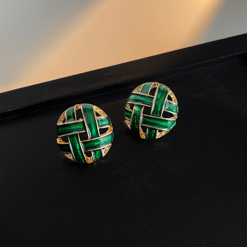 Wholesale Vintage emerald diverse shaped zircon earrings