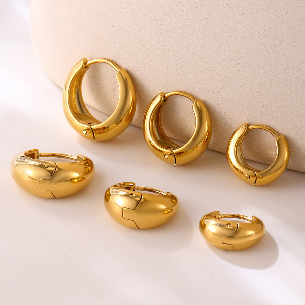 Wholesale Plain stainless steel high polished gold color matching earrings