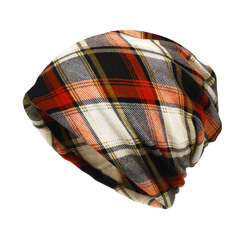 Wholesale Brimless Polyester Turban Neck Scarf Warm Plaid Pullover Knitted Hat