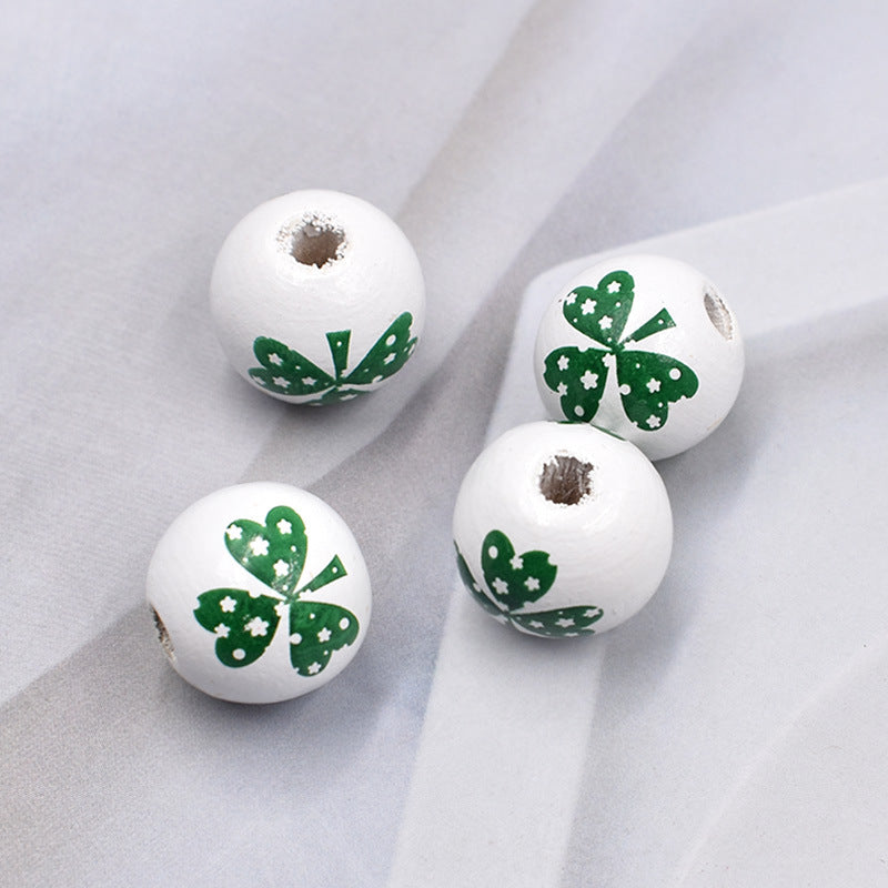 Wholesale 10PCS Irish Festival Decoration DIY Colorful Wooden Beads