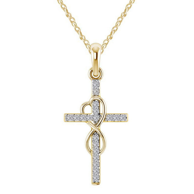 Wholesale  8-Shaped Cross with Diamond-Studded Collarbone ChainReligious Necklace