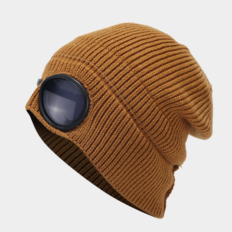 Wholesale Woolen Glasses Hat, Ear Protection Knitted Hat Plus Velvet Warm Outdoor Ski Hat