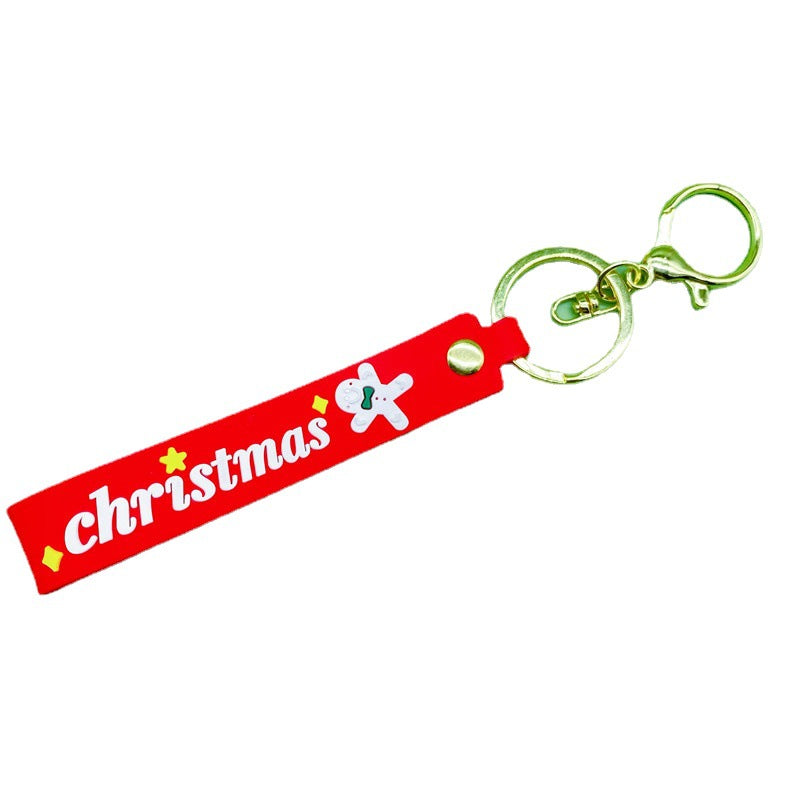 Llavero de cuerda de cuero de Navidad de 10pcs al por mayor de PVC