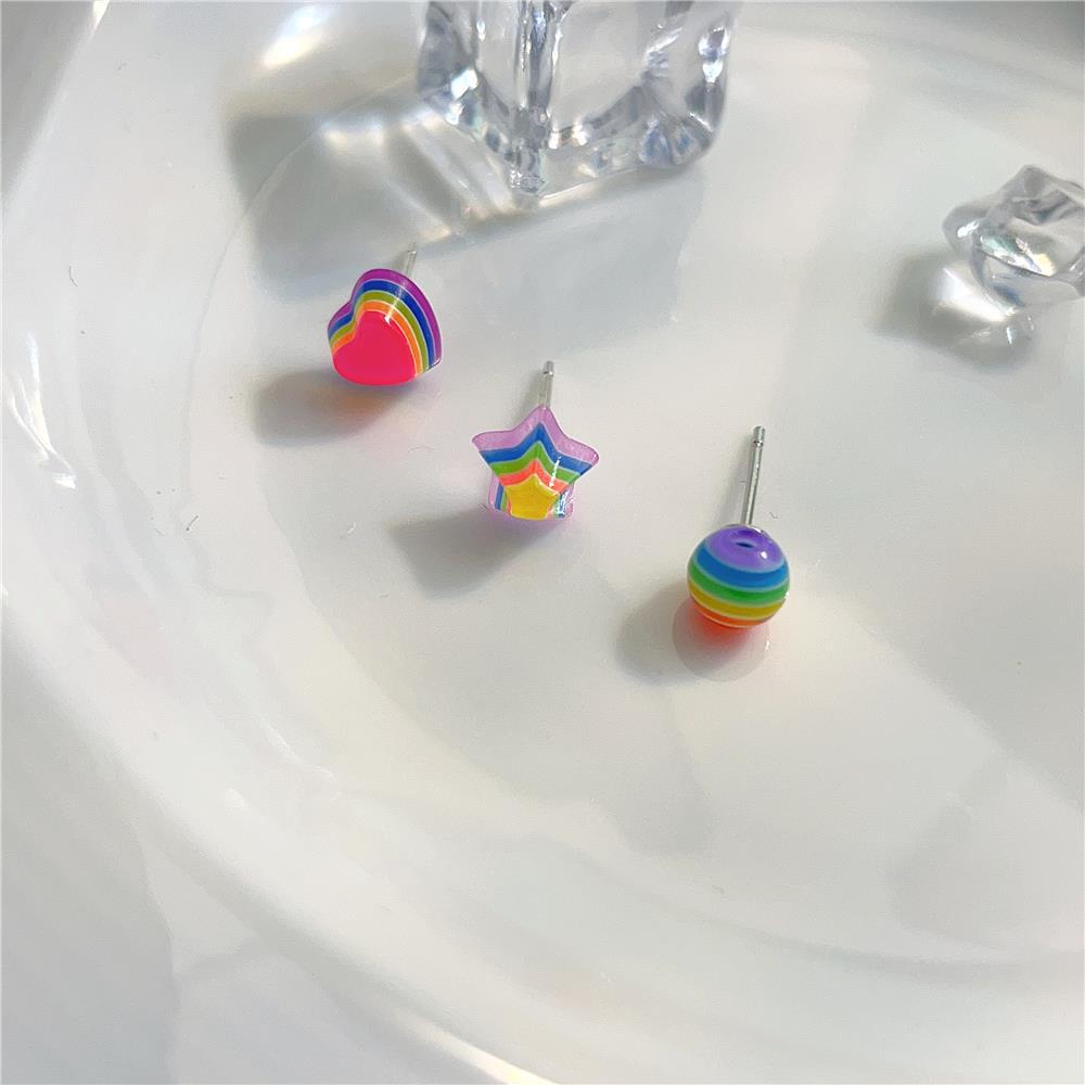 Wholesale Rainbow Love Alloy Earrings