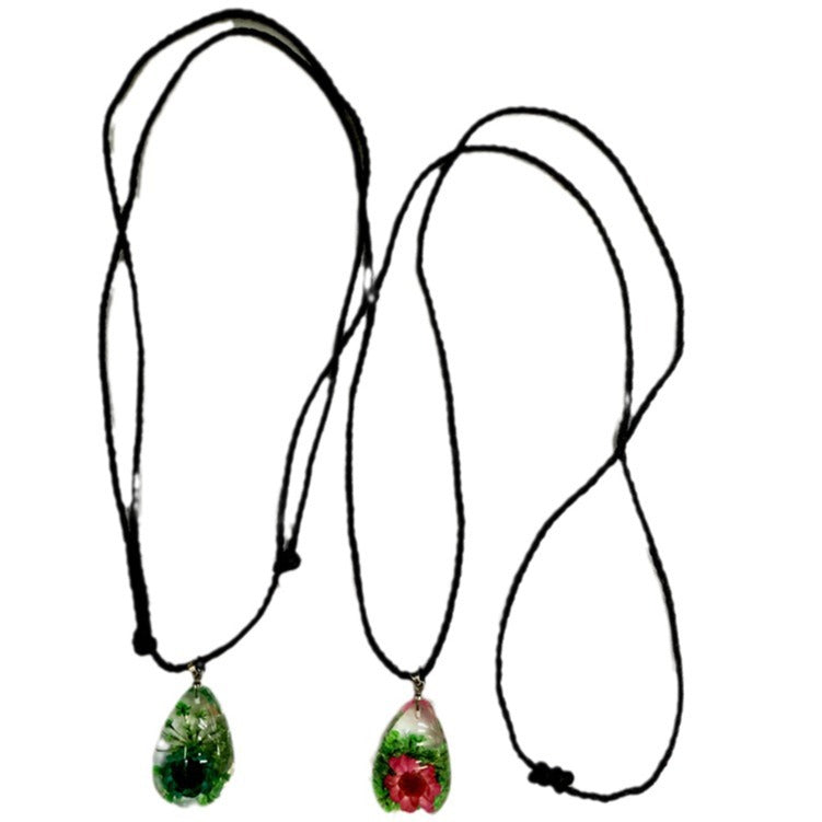 Wholesale 20pcs Water Drop Dried Flower Immortal Flower Real Flower Necklace