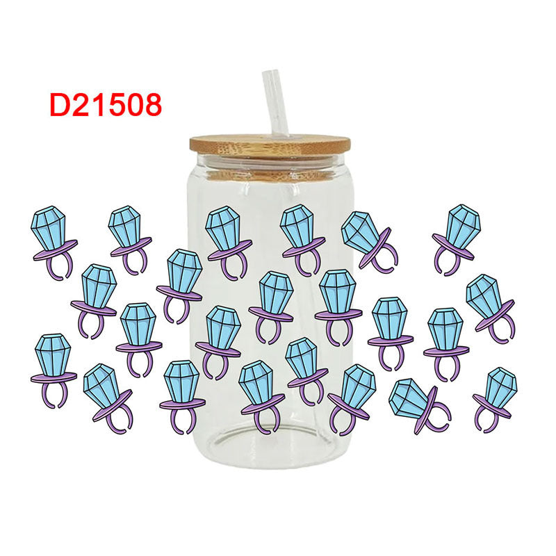 Wholesale Crystal Diamond Gemstone Series 16oz Cup UV DTF Wraps