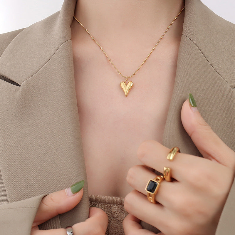 Wholesale 18K gold plated simple heart necklace