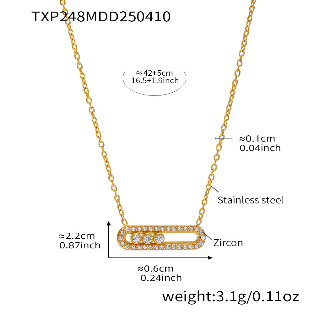 Wholesale 18k real gold plated sliding zircon necklace plated open ring set