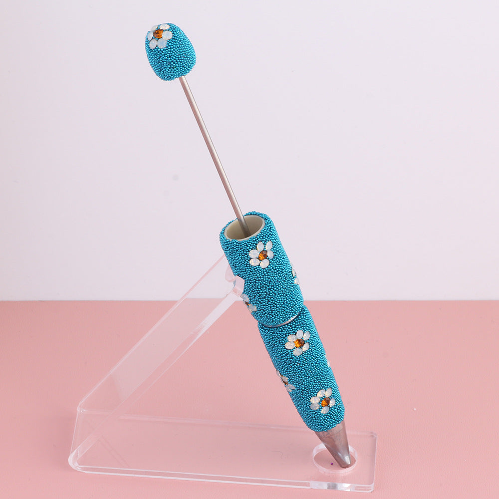 Wholesale  new creative diy beads daisy beaded pen multicolor ballpoint pen color cute cartoon pearl pen