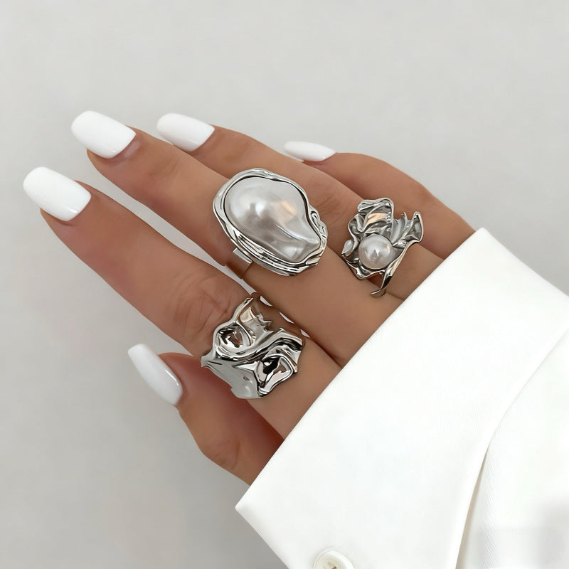 Wholesale Geometric Retro Irregular Diamond Set Ring Set