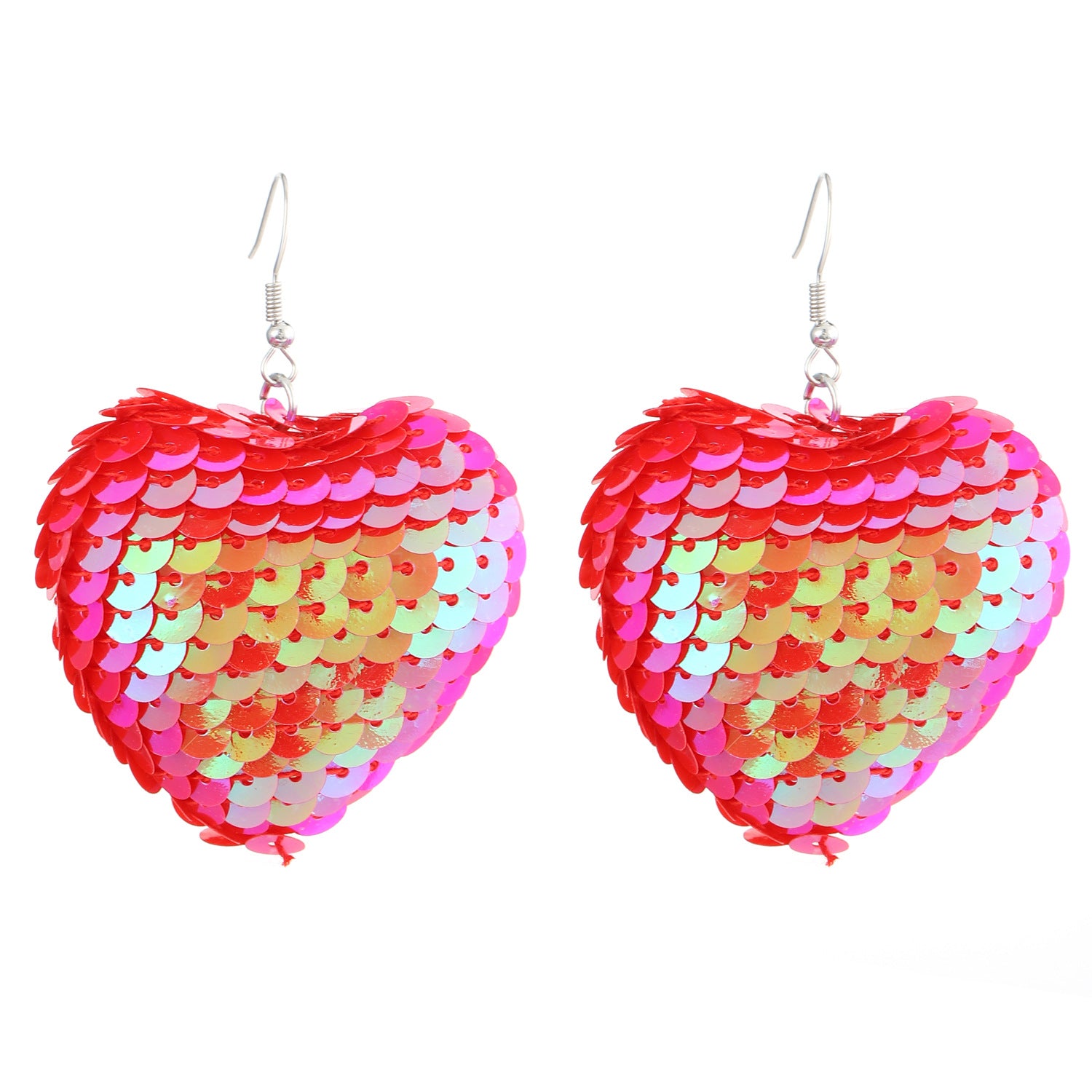 Wholesale Reflective Sequin Heart Earrings