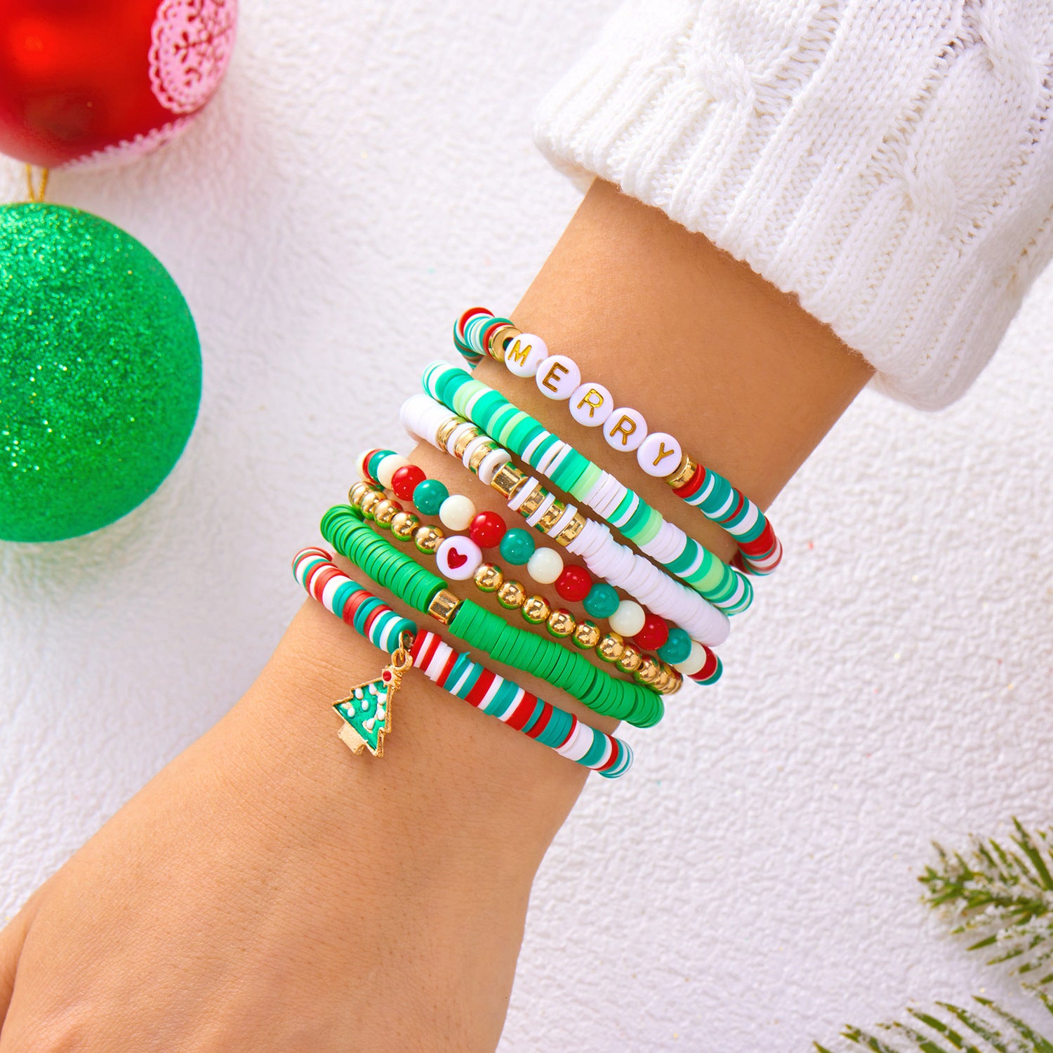 Wholesale Christmas style bracelet fashionable and versatile letter beaded set