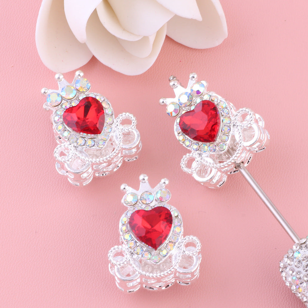 Wholesale 5pcs/pack  Pumpkin carriage heart-shaped crystal alloy rhinestone ball with straight hole  Fancy Beads