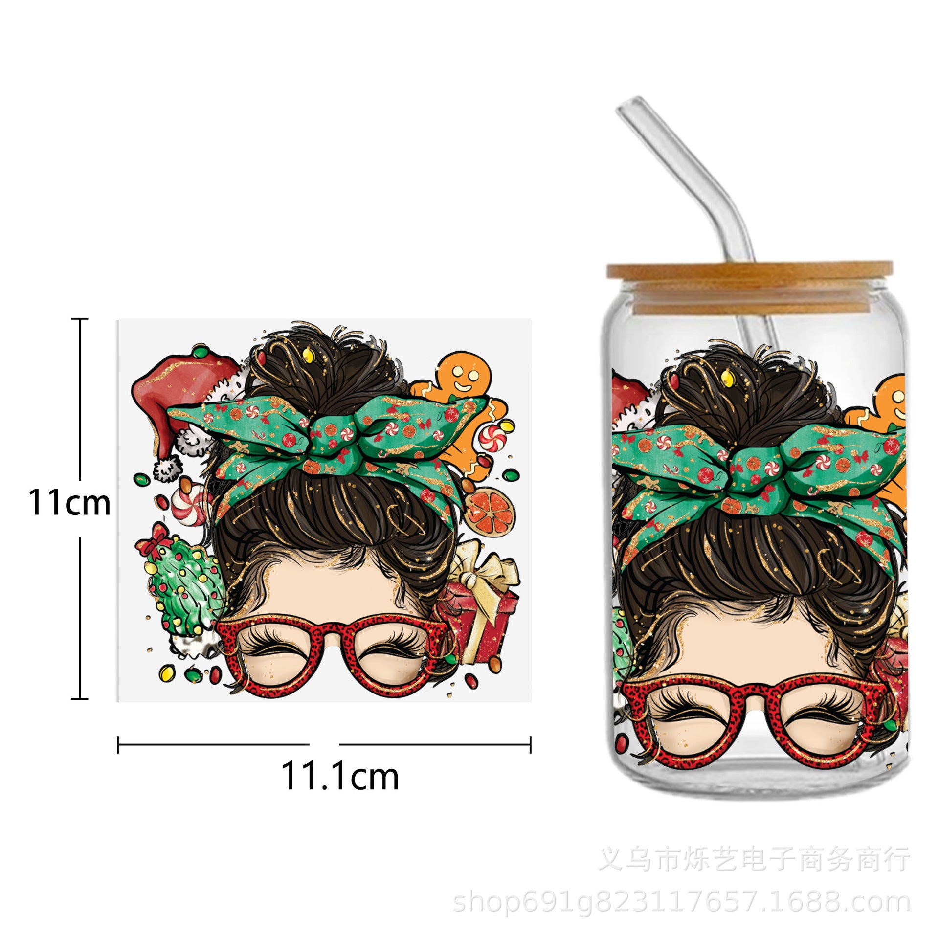 Wholesale Black Girl Series UV DTF Transfer Crystal Cup Sticker