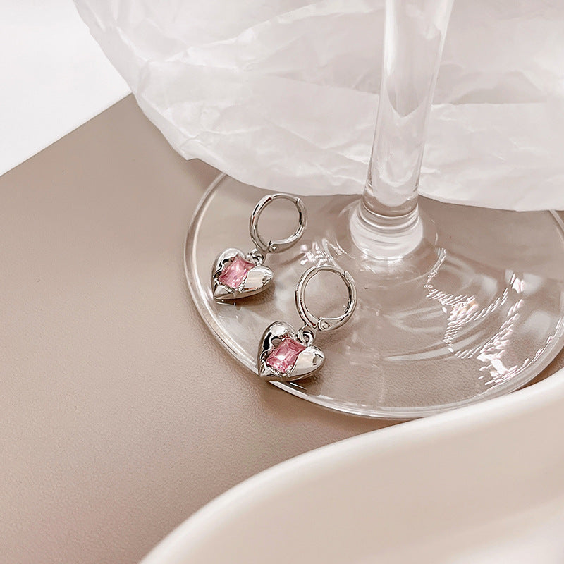 Wholesale Diamond Inlaid Love Alloy Earrings