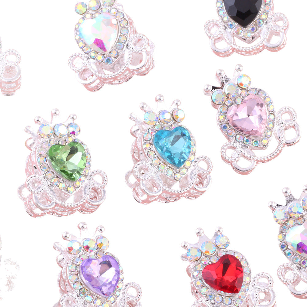 Wholesale 5pcs/pack  Pumpkin carriage heart-shaped crystal alloy rhinestone ball with straight hole  Fancy Beads