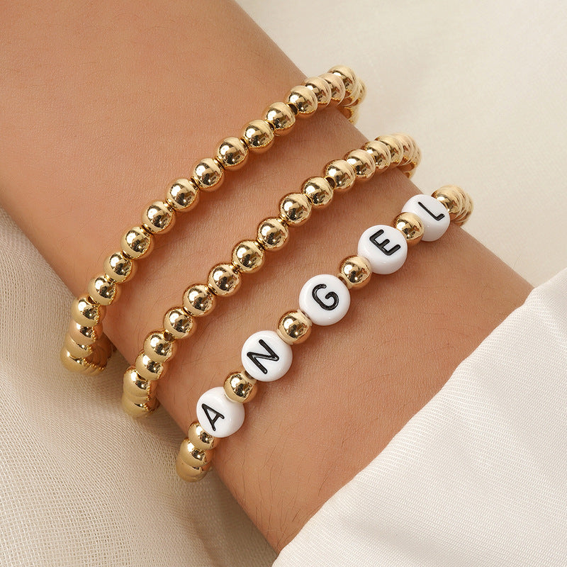 Wholesale Mother's Day Gold Acrylic Beaded Bracelet