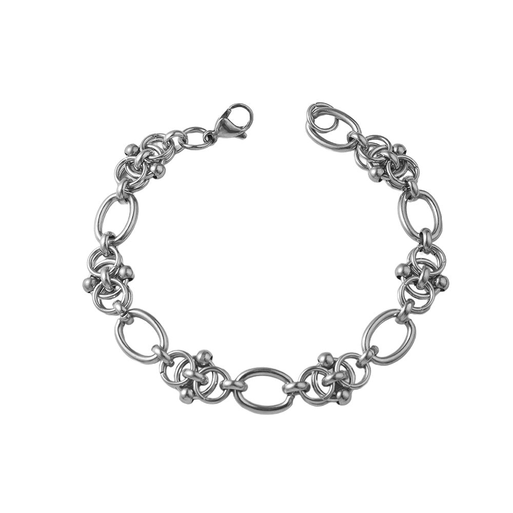 Wholesale Stainless steel bracelet wholesale men's and women's simple fashion egg-shaped handmade chain titanium steel bracelet jewelry