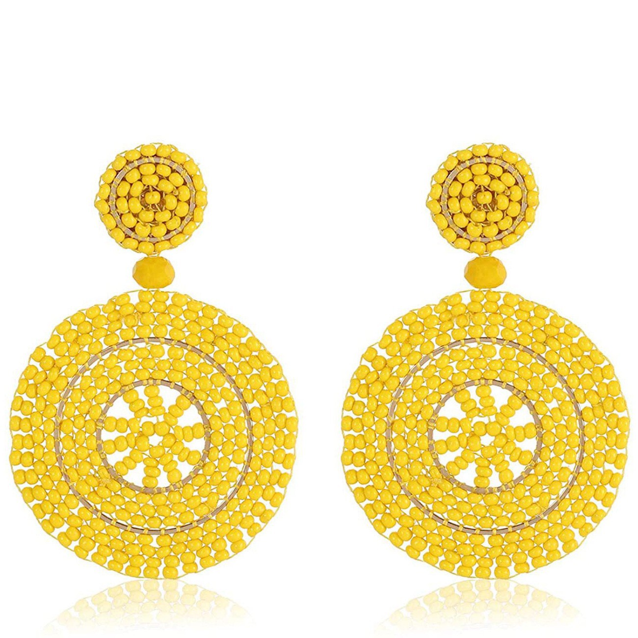 Wholesale Ethnic Style Rice Beads Personality Exaggerated Earrings