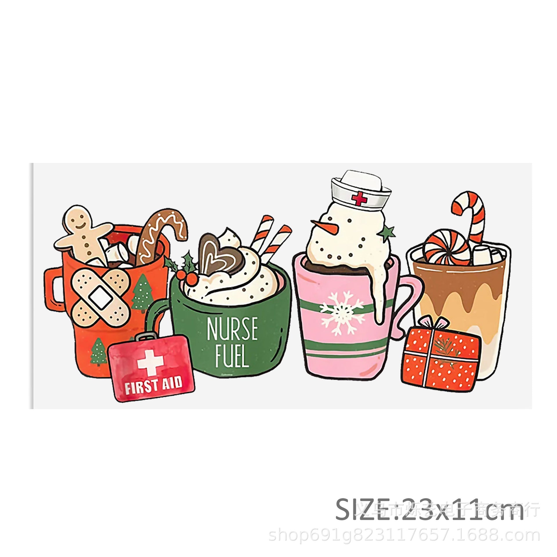 Wholesale Christmas series of ice cream cartoons   16oz Cup UV DTF Wraps